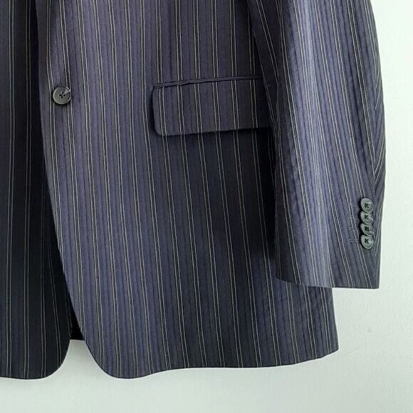 PAUL BETENLY Biella Italy Blazer Jacket Pin-Stripe Navy Men's Sz 44 L - Picture 5 of 16